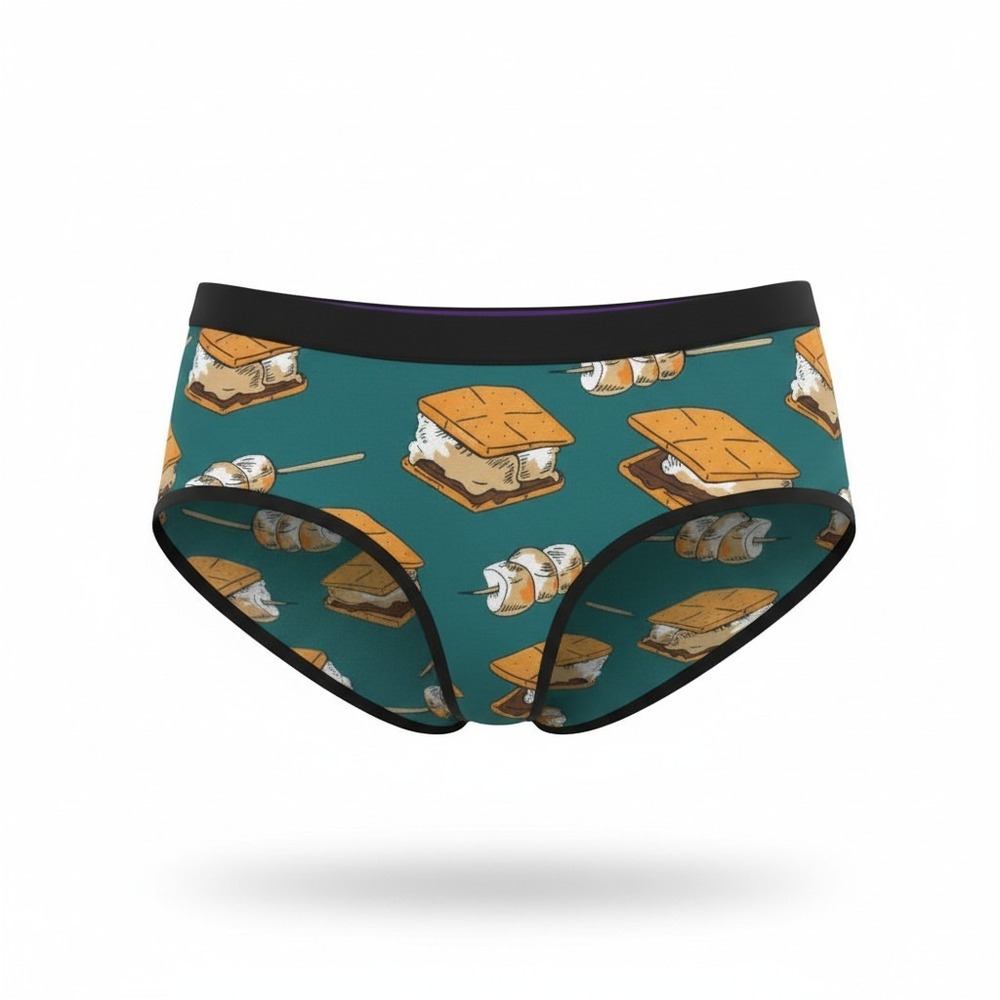 MeUndies Gimme Smore Hipster Panties Womens Small Teal Camping Graphic NWT